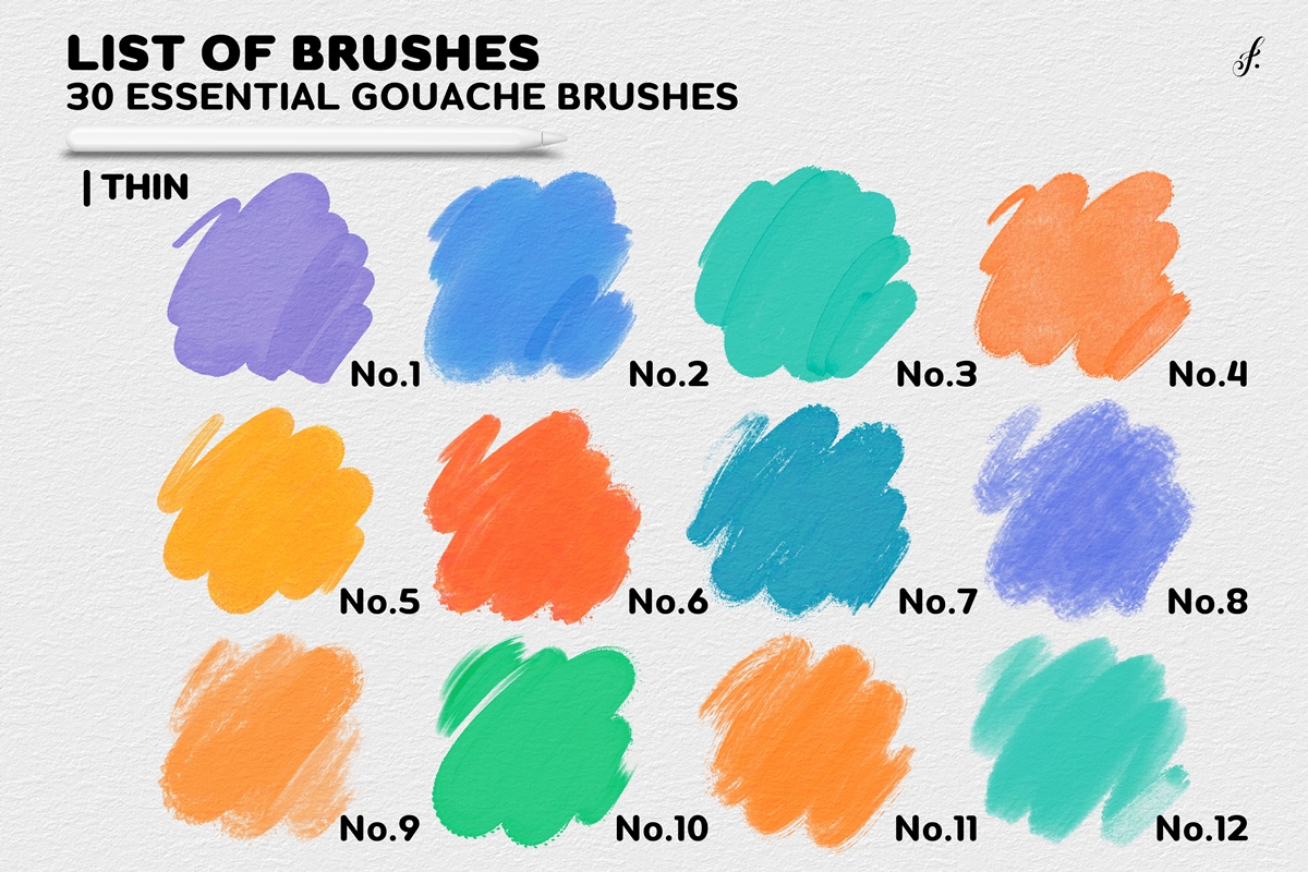 Gouache Brushes Procreate 30 Essential Gouache Brushes, Addons